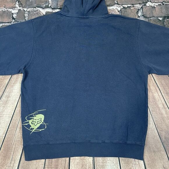 Vintage Fox Racing Riders Co Blue Hoodie Men's Size Medium - Live Fast Ride Hard - Picture 11 of 12